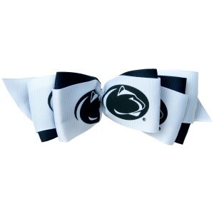 bow with white and navy ribbons and Penn State Athletic Logos